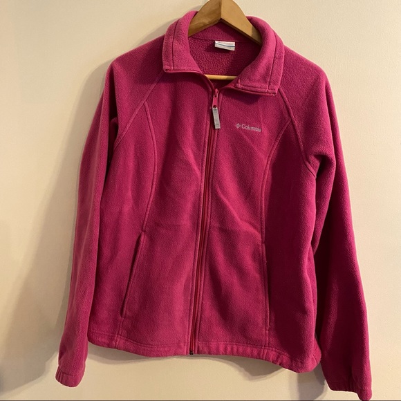 Columbia Jacket Women’s Size Large Pink Fleece Full Zip Jacket Long Sleeve - Picture 7 of 12